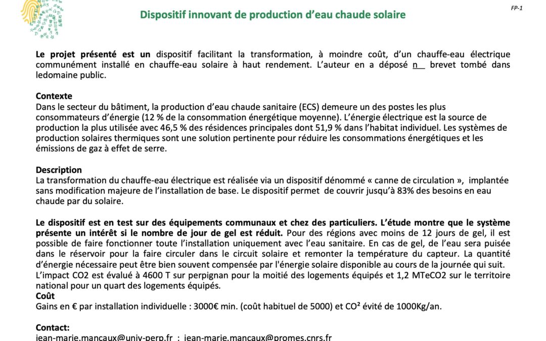 Chauffe-eau Solaire FP1